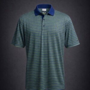 Greg Norman ML75 Play Dry Striped Polo Shirt Men’s Medium Blue Yellow Golf